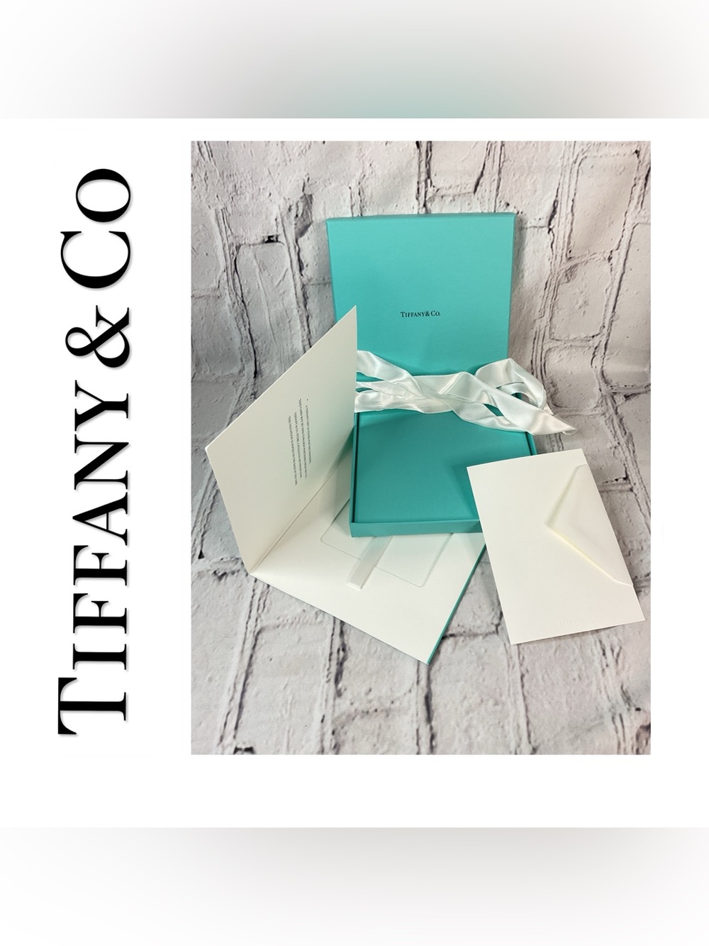 🌟🌟 Tiffany & Co. Blue Gift Card Presentation Box with White Satin Ribbon